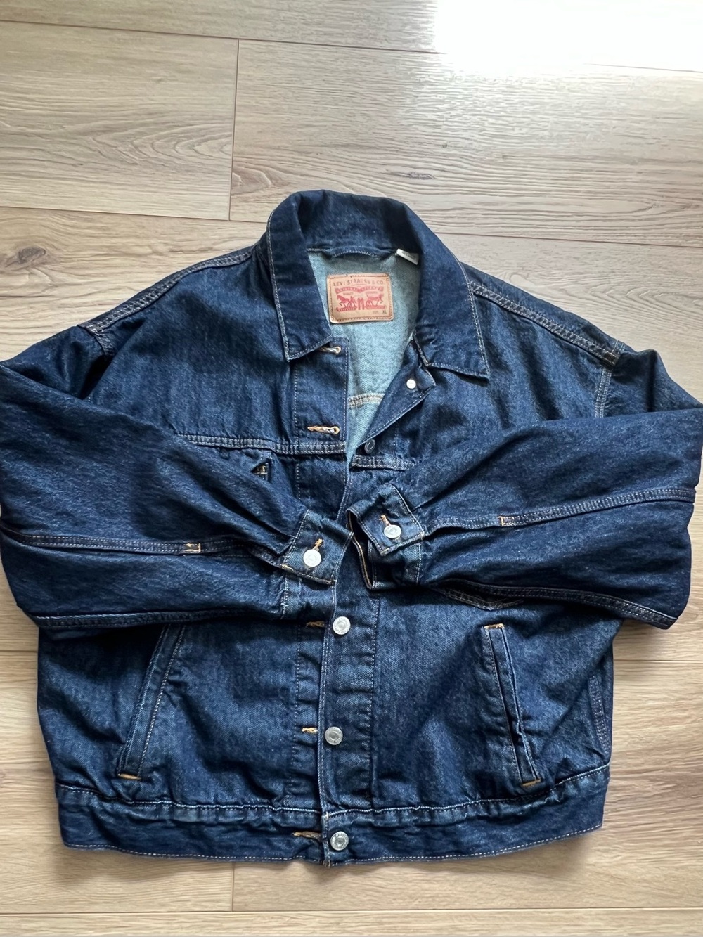 Levi's Dark Indigo Denim Jacket wonens XL - Picture 3 of 9